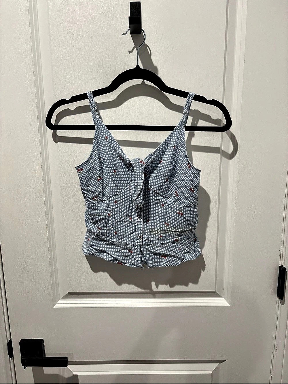 Jessica Simpson Gingham Crop Top in Blue & White Size Small Like New